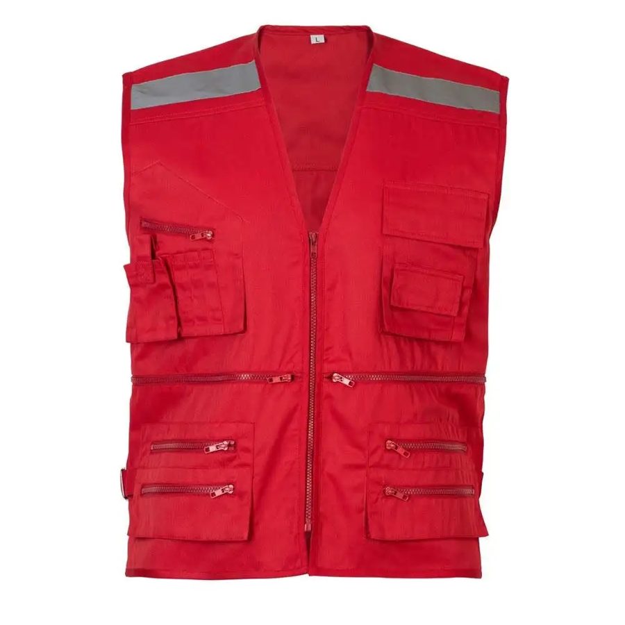 Chaleco Geólogo de Gabardina Rojo