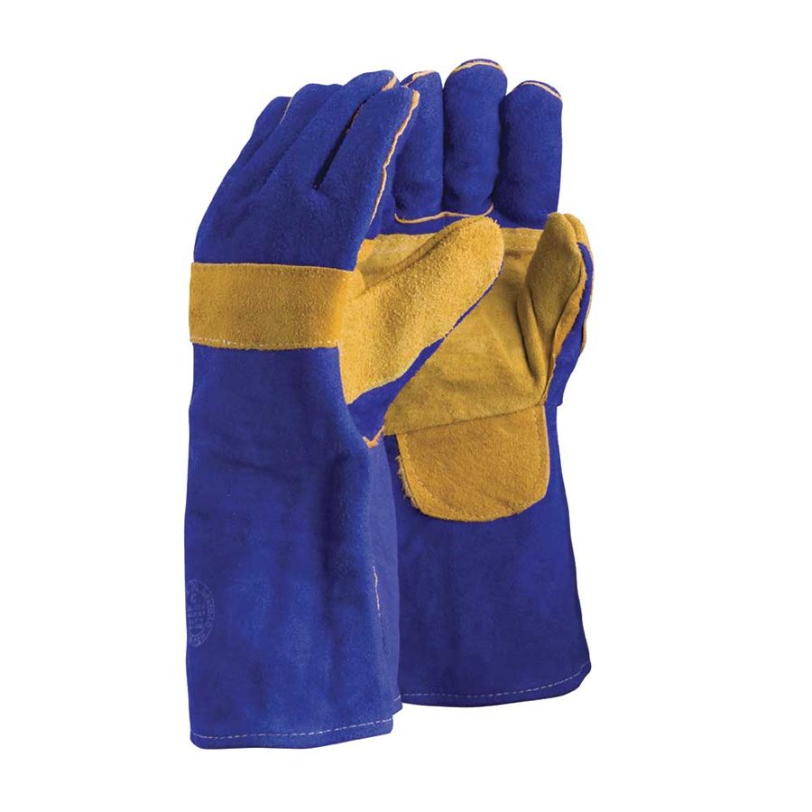 Guante soldador descarne azul, refuerzo palma